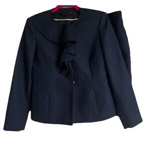 Anne Klein Womens 2 Piece Navy Blue Suit Size 8P 8 *READ